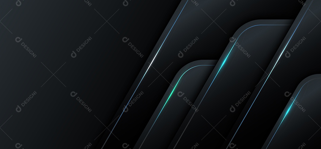 Background Geométrico Preto Metálico Com Luz Azul Vetor EPS