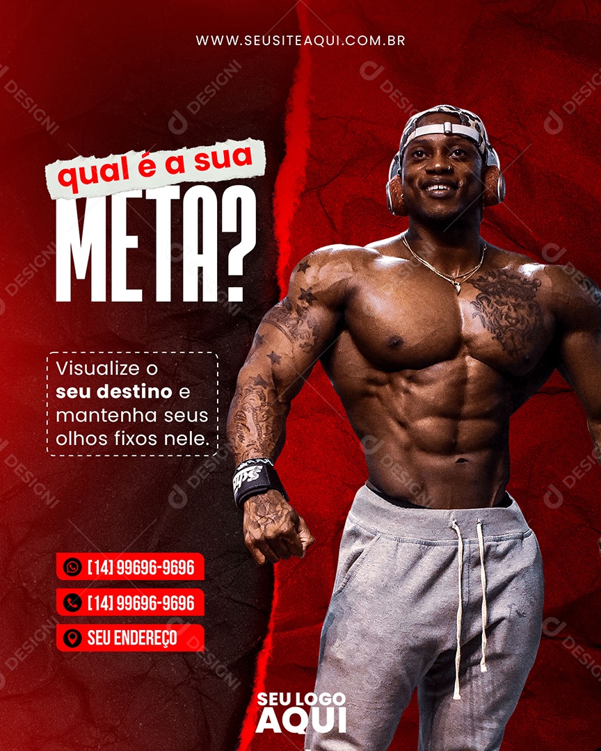 Academia Qual é a Sua Meta Social Media PSD Editável