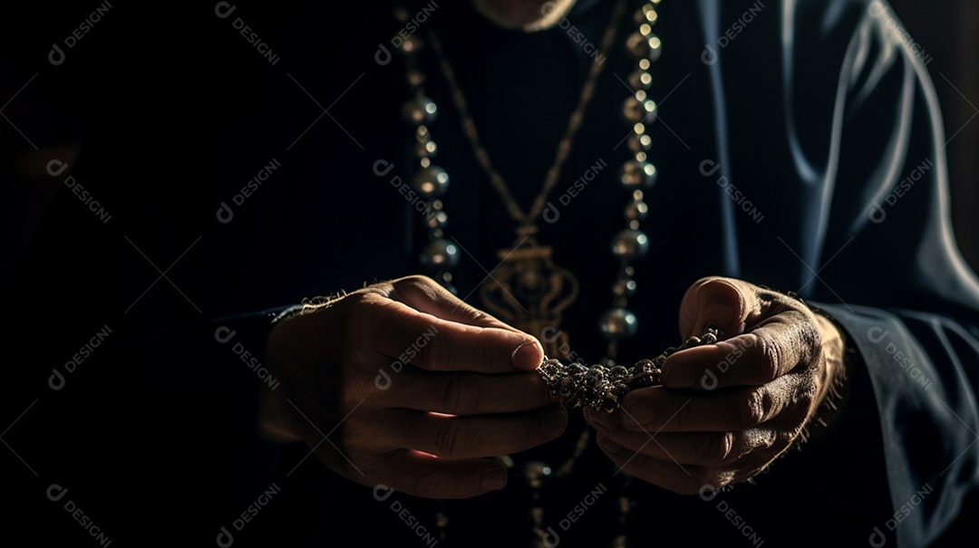 Detalhes padre com vestimentas para igreja católica