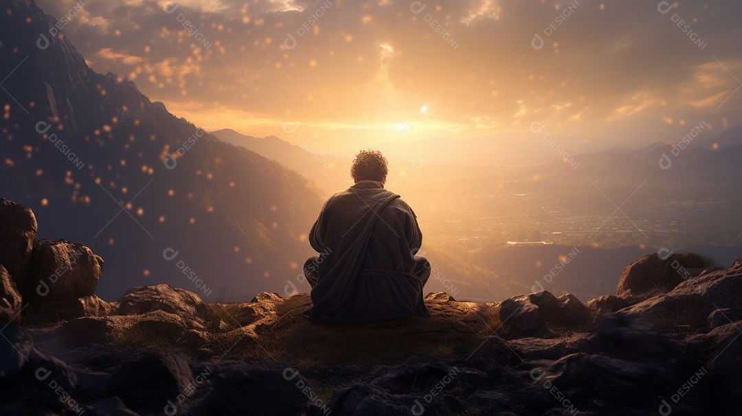 Cristão orando no monte