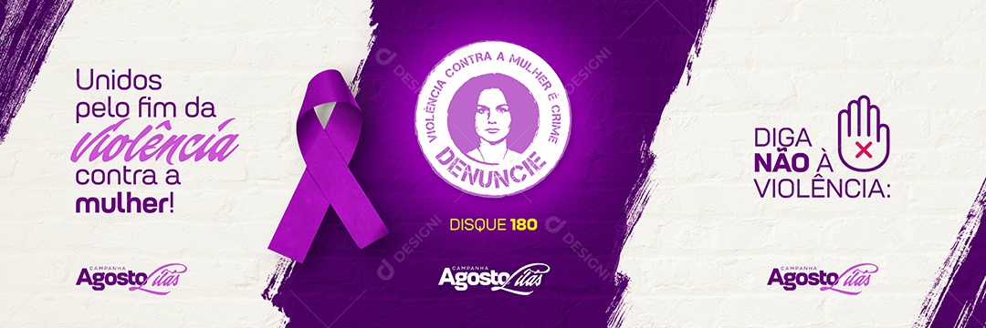 Carrossel Agosto Lilás Unidos Pelo Fim da Violência a Mulher Social Media PSD Editável