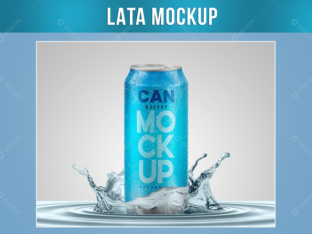 Lata com Splash Mockup Cerveja Bebida Drink Refrigerante 473 ML PSD Editável