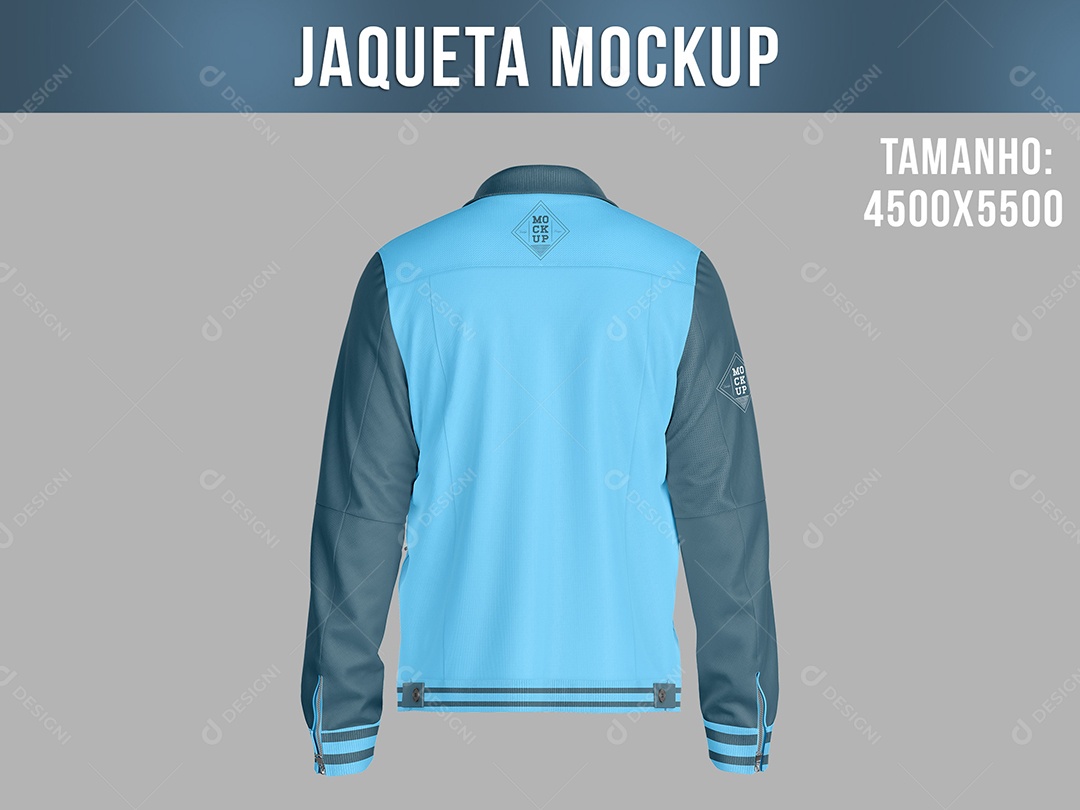 Jaqueta Mockup Manga Longa Vista de Trás Frio Moda Vestuário PSD Editável