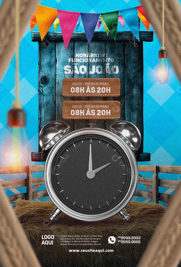 Social Media Horário De Funcionamento São João PSD Editável