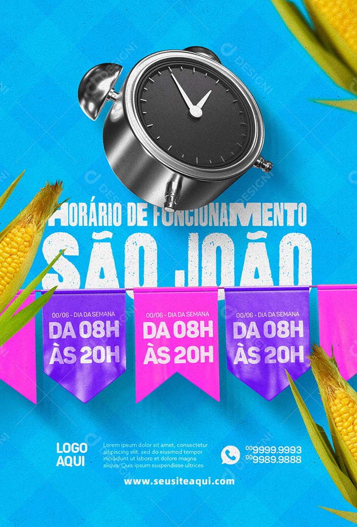 São João Horário De Funcionamento Social Media PSD Editável