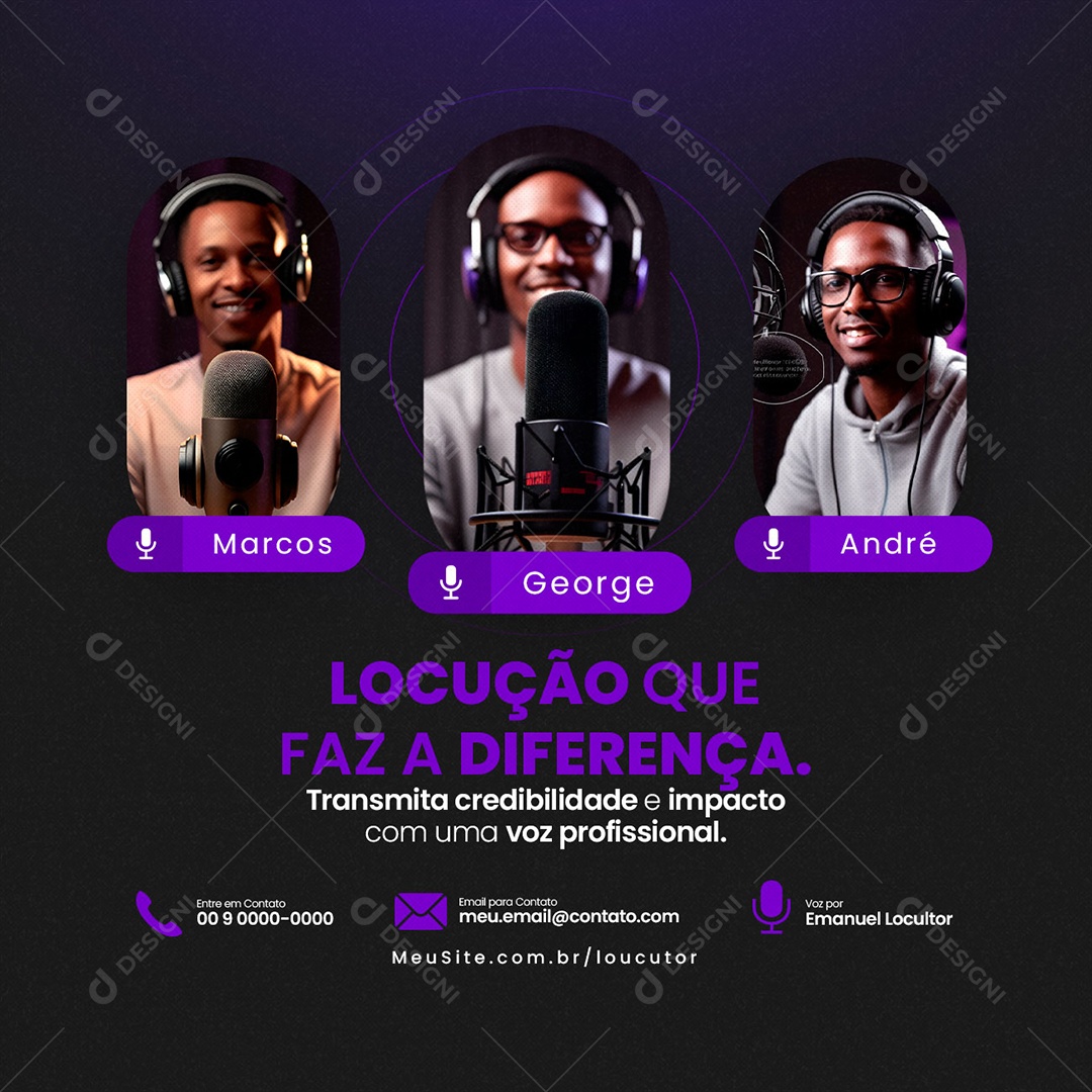 Locução Que Faz A Diferença Locutor Social Media PSD Editável