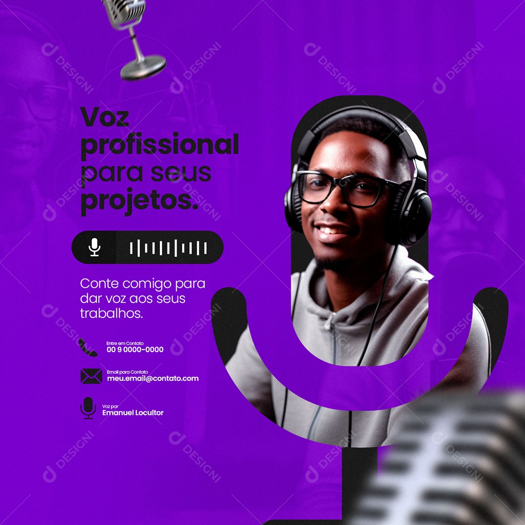 Voz Profissional Para Seus Projetos Locutor Social Media PSD Editável