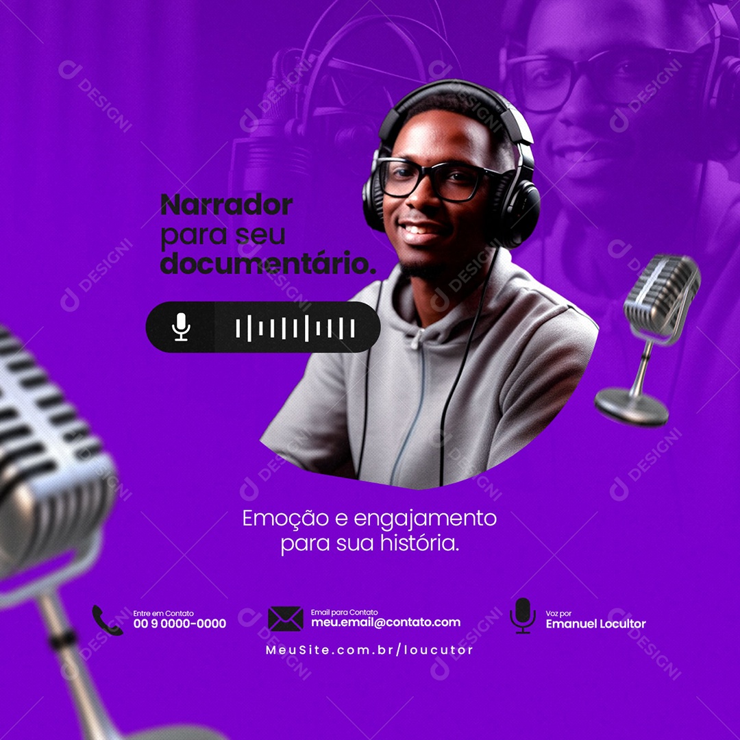 Narrador Para Seu Documentário Locutor Social Media PSD Editável