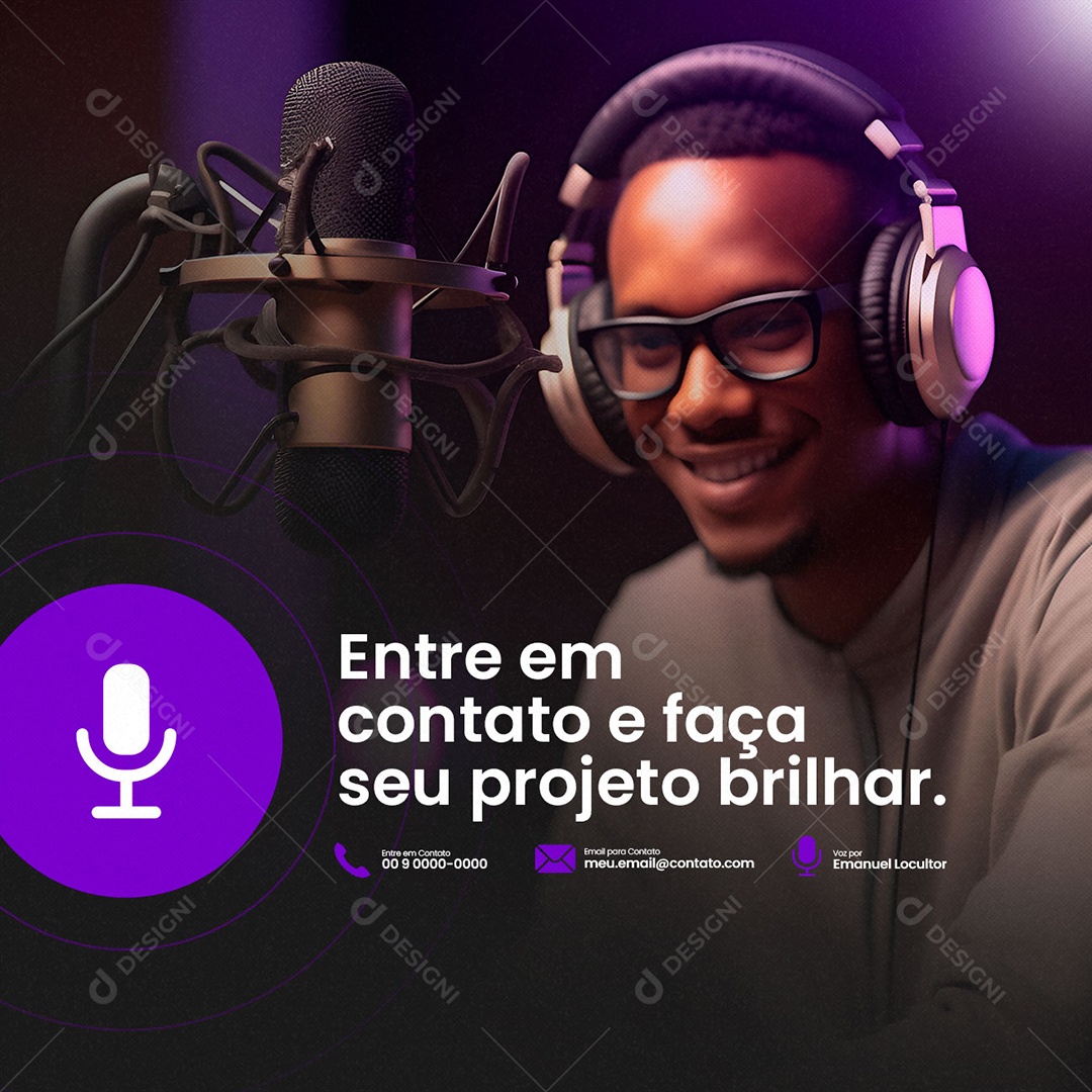 Entre Em Contato E Faça Seu Projeto Brilhar Locutor Social Media PSD Editável
