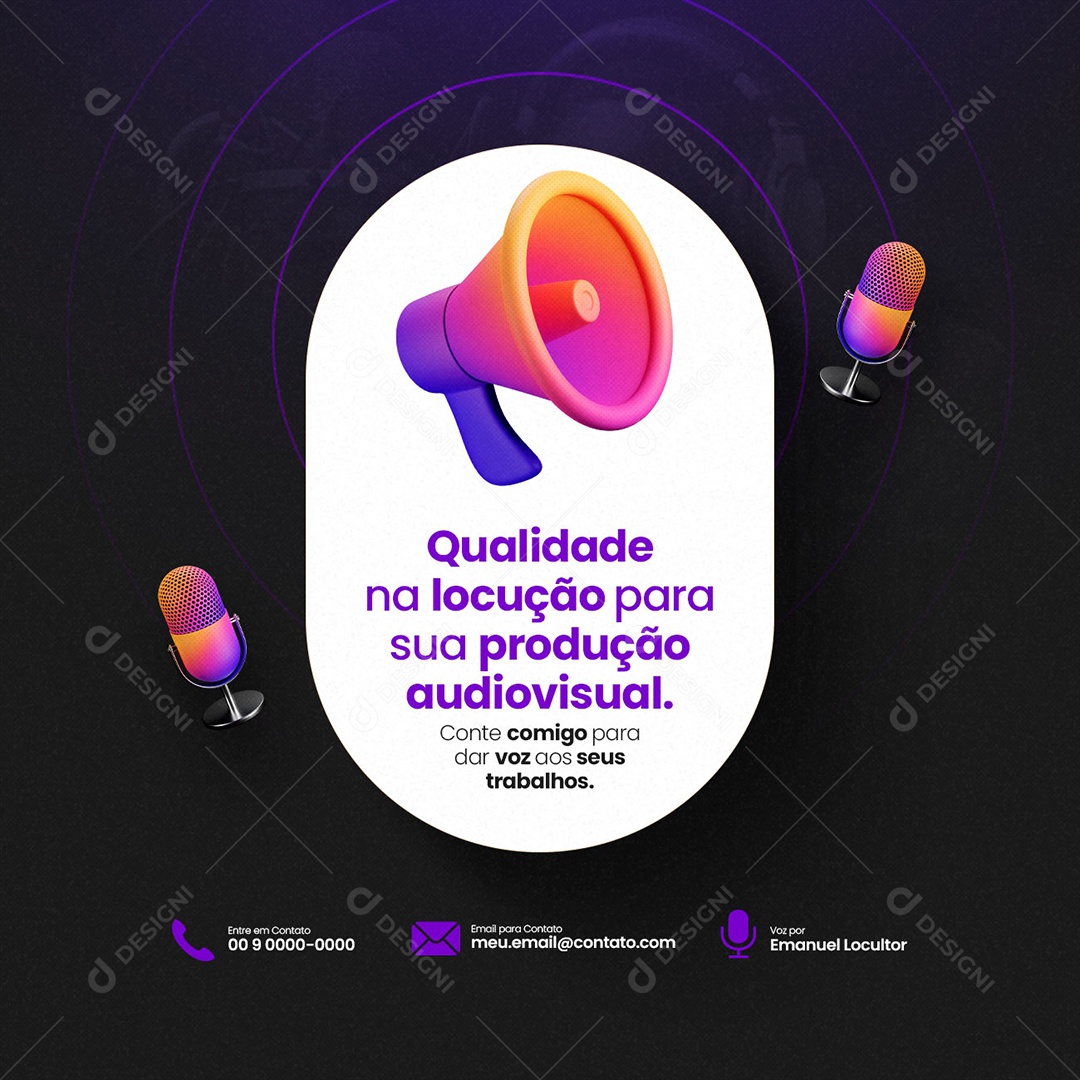 Qualidade Na Locução Para Sua Produção Audiovisual Locutor Social Media PSD Editável