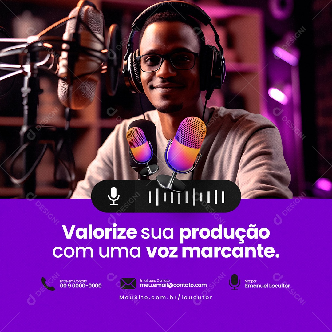Valorize Sua Produção Com Uma Voz Marcante Locutor Social Media PSD Editável