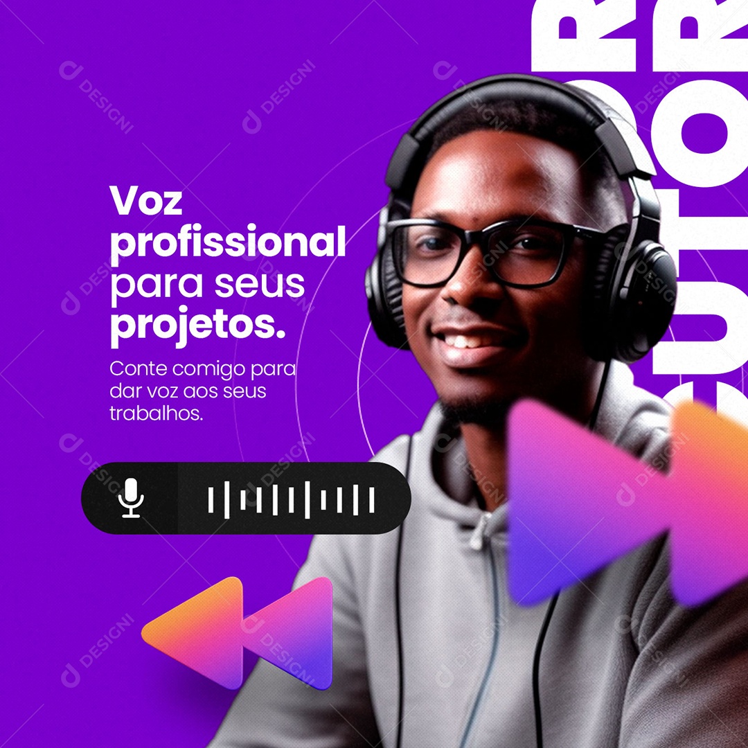 Voz Profissional Para Seus Projetos Locutor Social Media PSD Editável