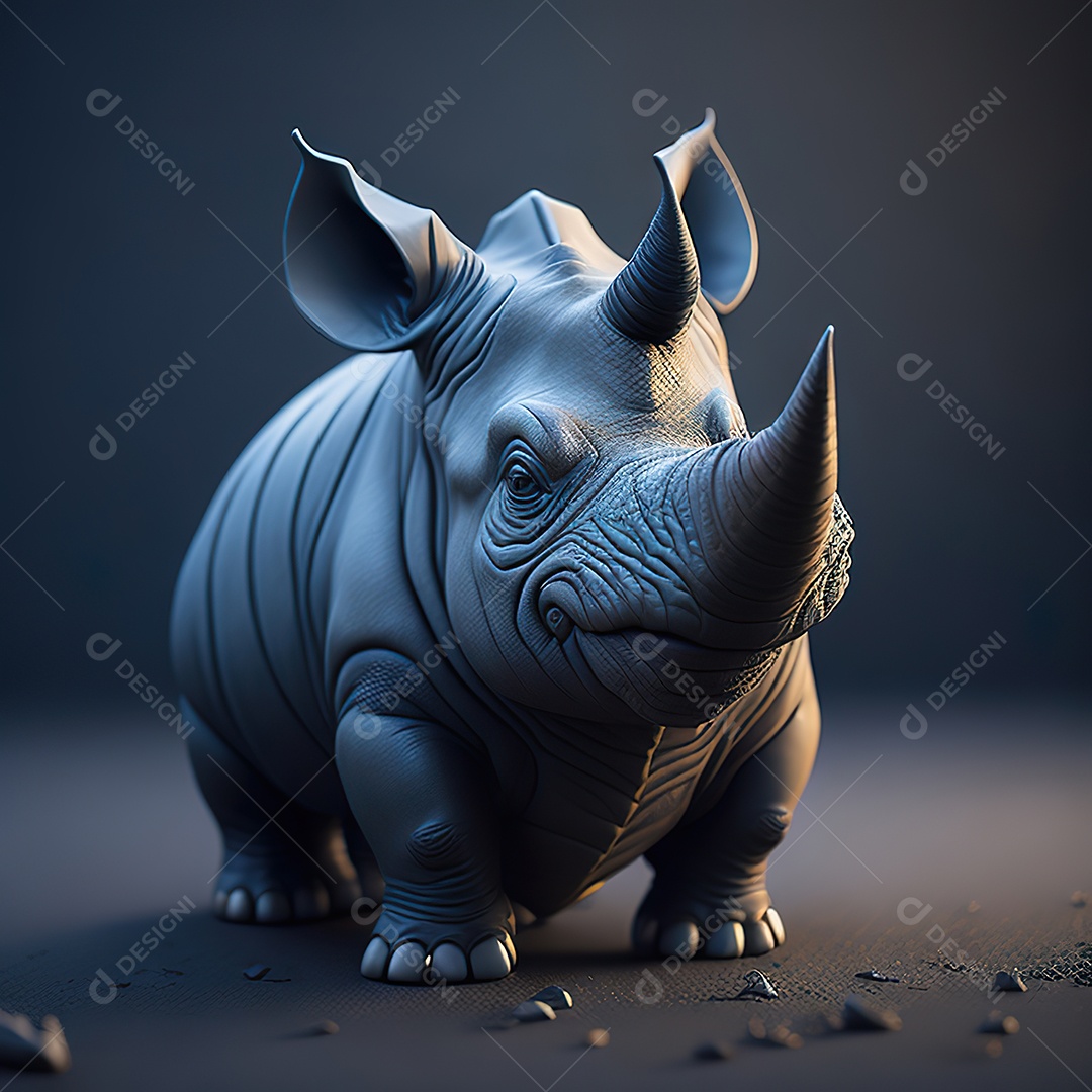 Imagem realista de lindo pequeno rinoceronte
