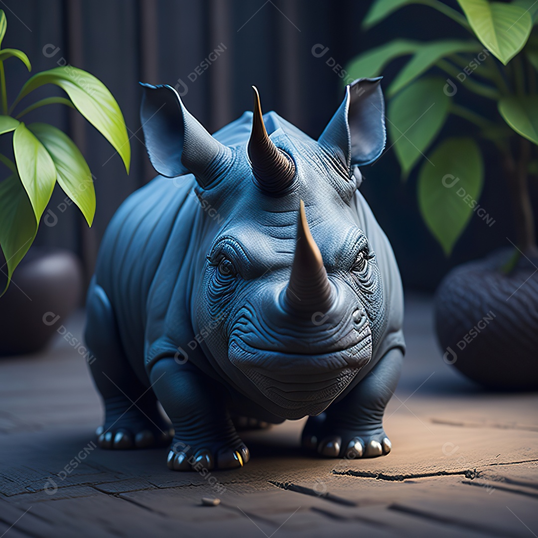 Imagem realista de lindo pequeno rinoceronte