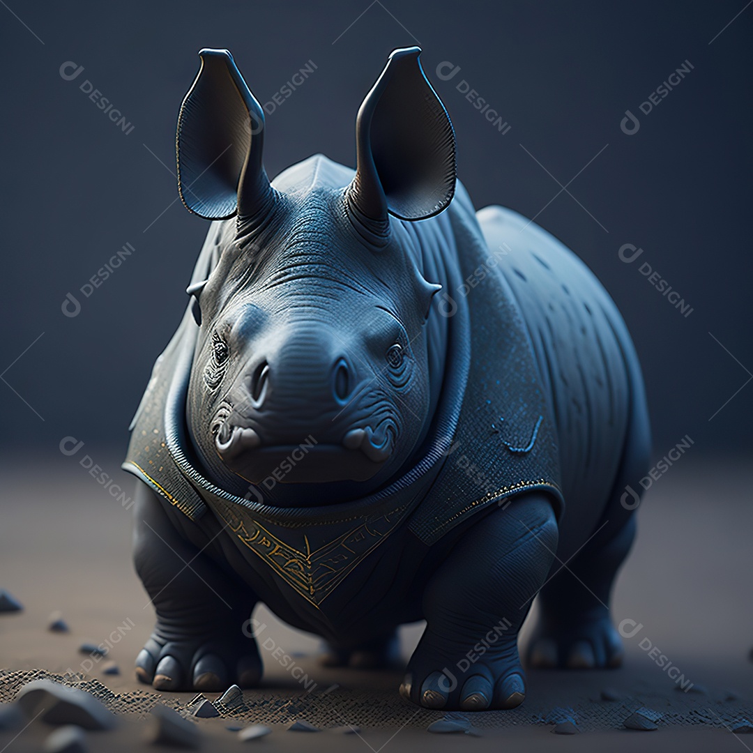 Imagem realista de lindo pequeno rinoceronte