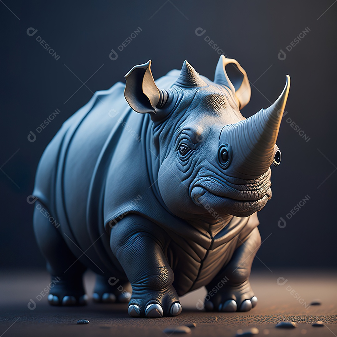 Imagem realista de lindo pequeno rinoceronte