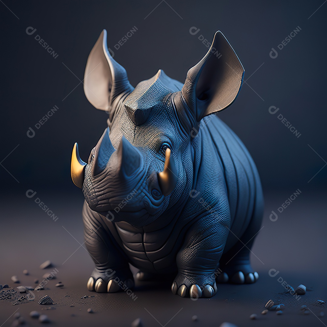 Imagem realista de lindo pequeno rinoceronte
