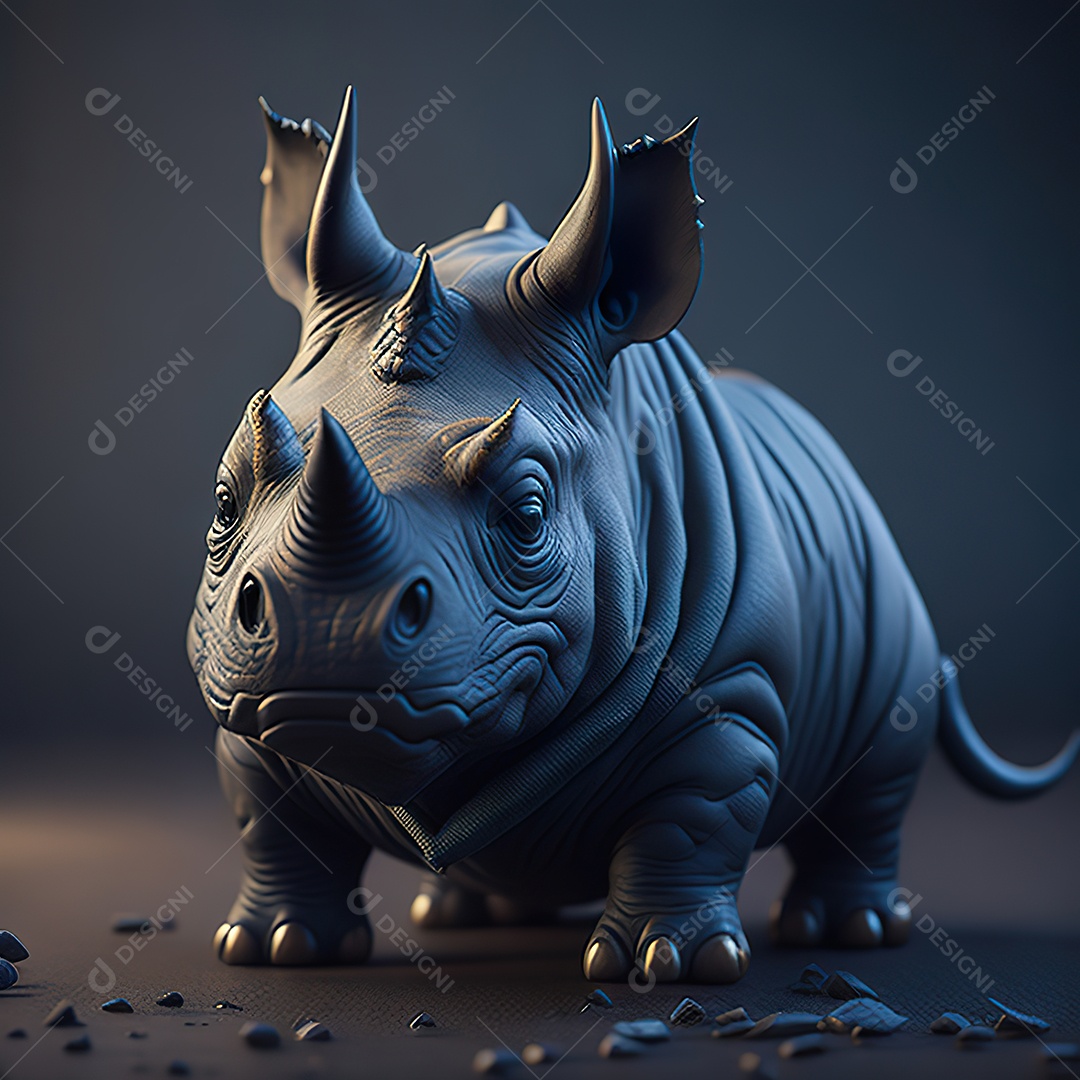 Imagem realista de lindo pequeno rinoceronte