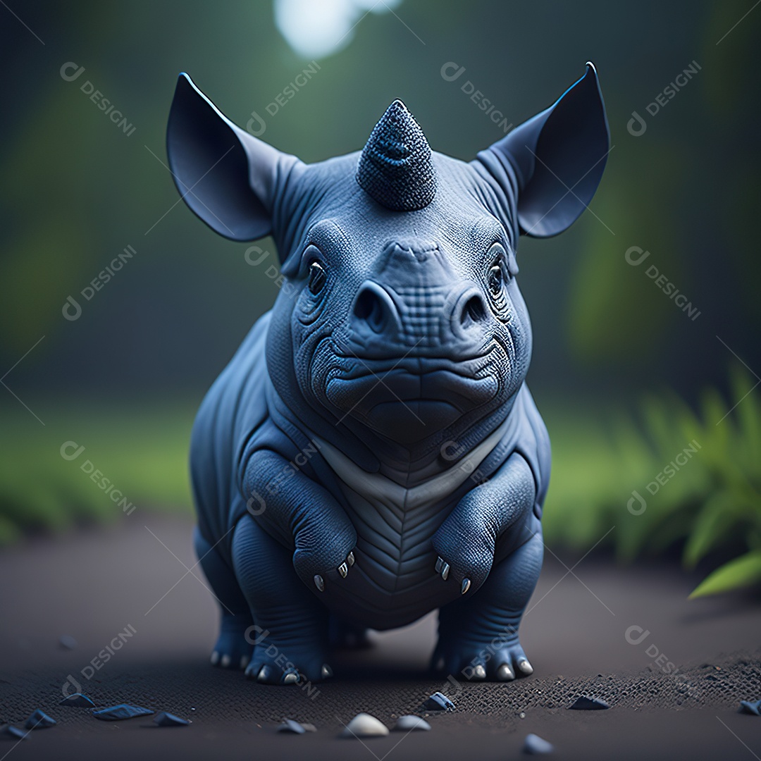 Imagem realista de lindo pequeno rinoceronte