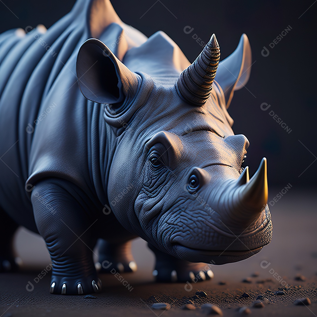 Imagem realista de lindo pequeno rinoceronte