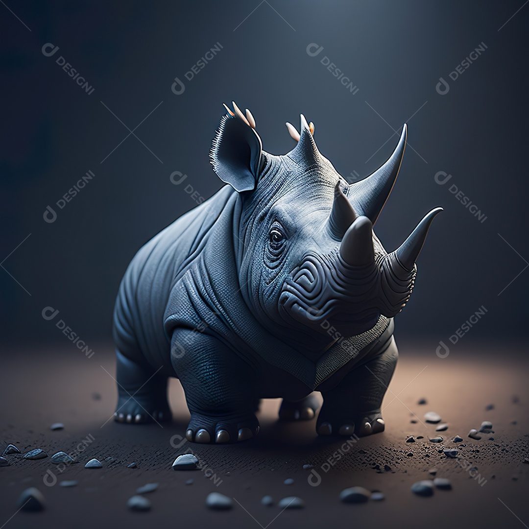 Imagem realista de lindo pequeno rinoceronte