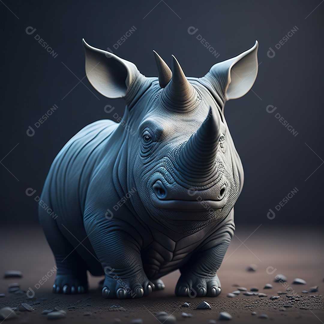 Imagem realista de lindo pequeno rinoceronte