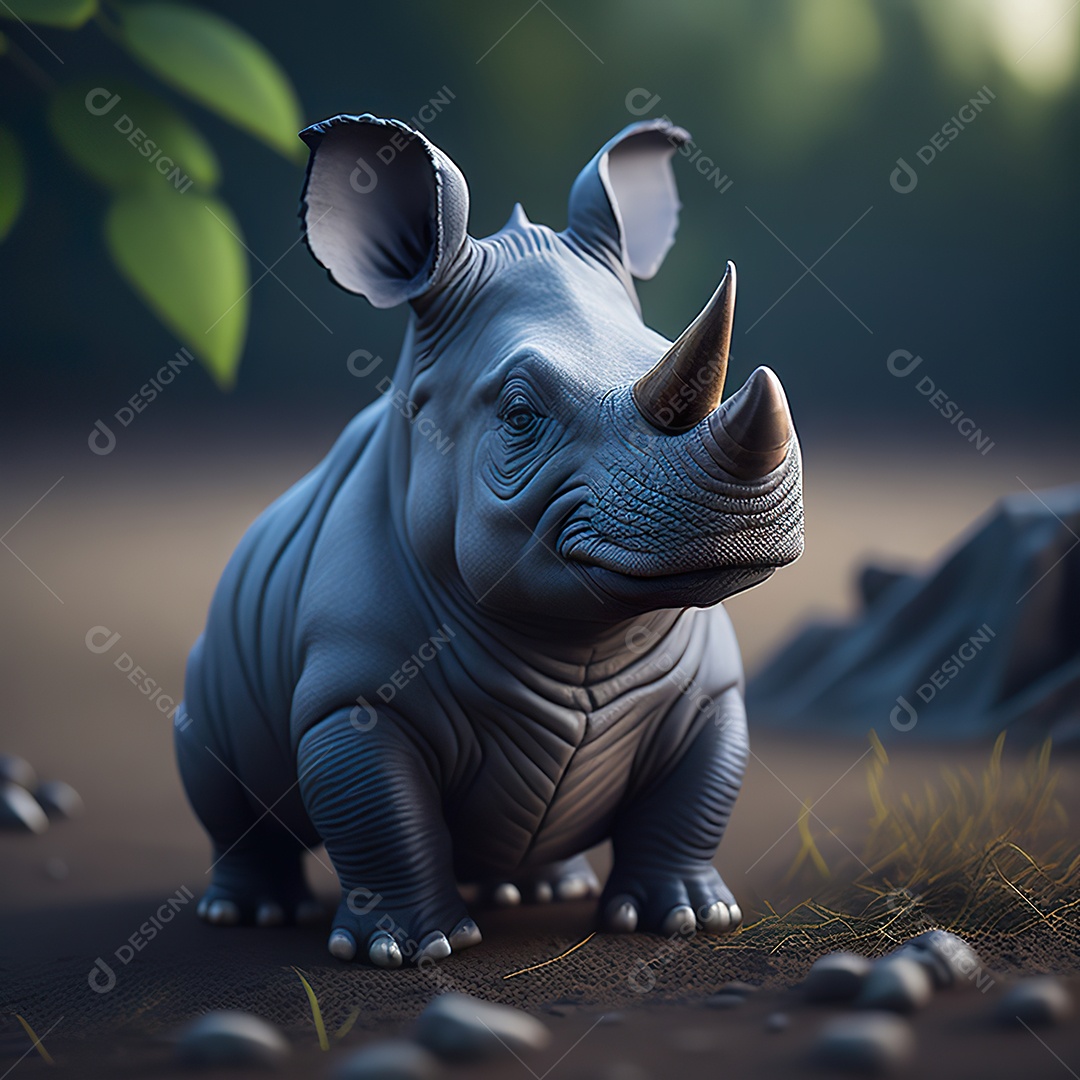 Imagem realista de Lindo pequeno rinoceronte