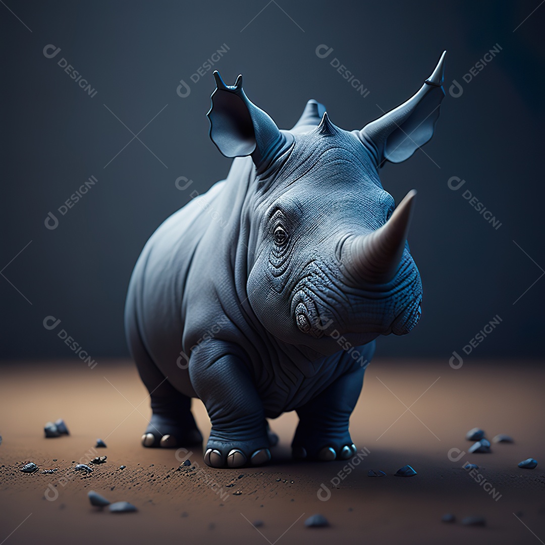 Imagem realista de lindo pequeno rinoceronte