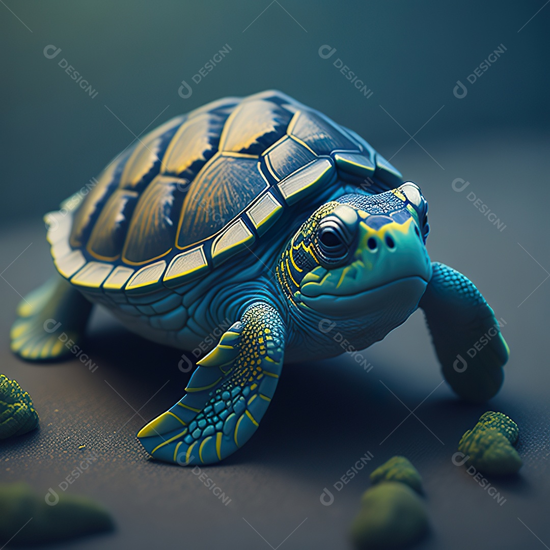 Imagem realista de linda pequena tartaruga marinha