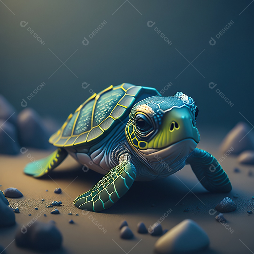 Imagem realista de linda pequena tartaruga marinha