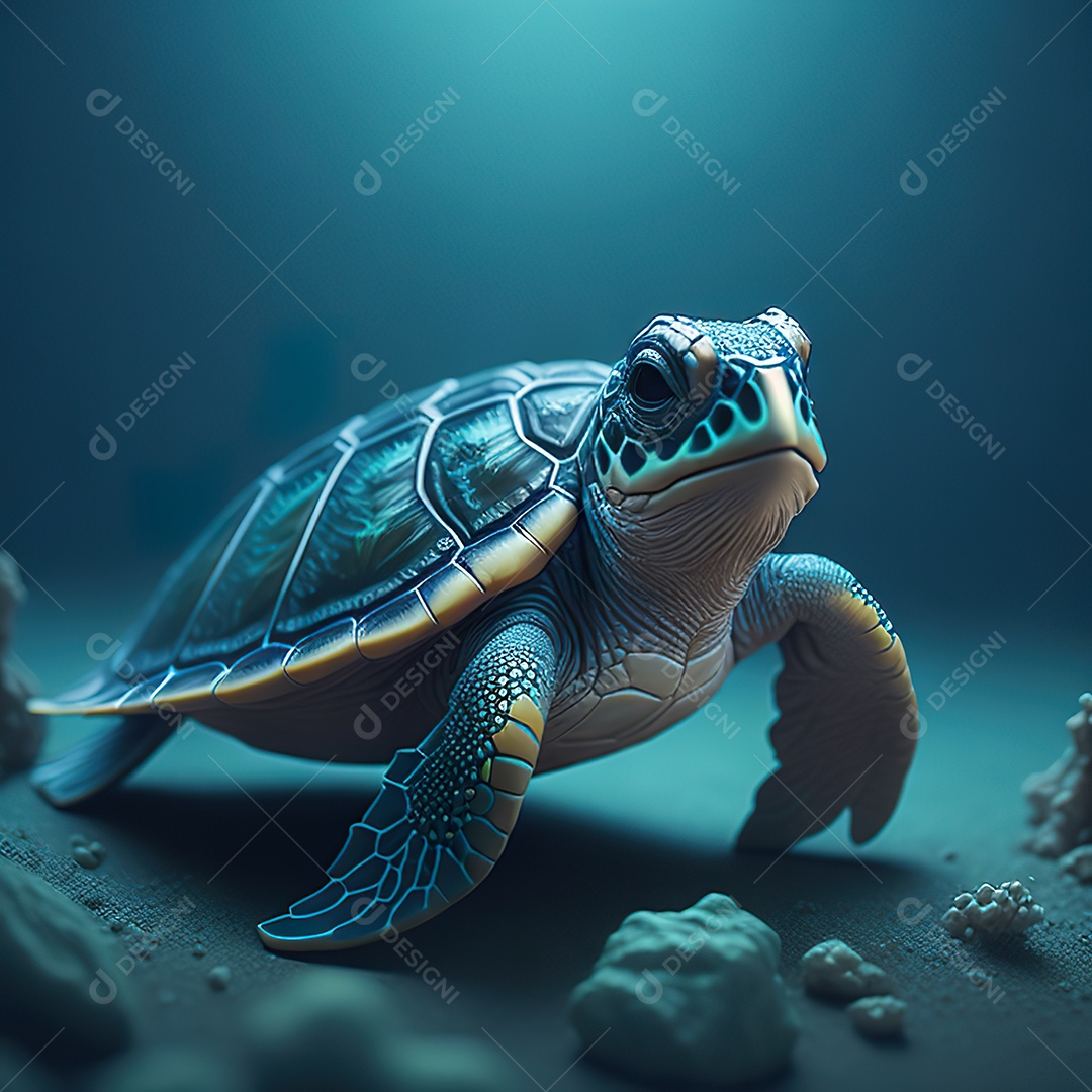 Imagem realista de linda pequena tartaruga marinha
