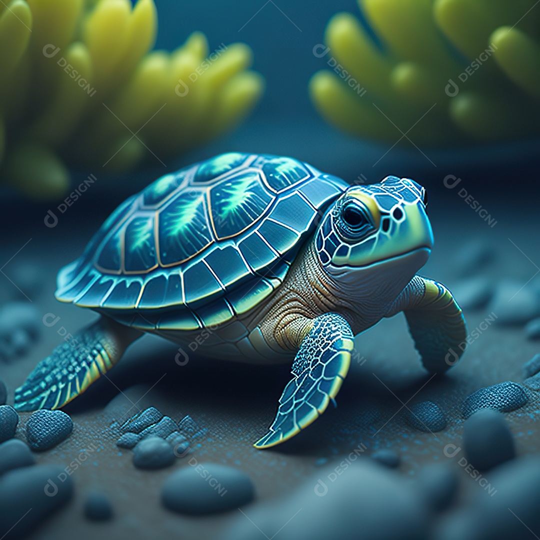 Imagem realista de linda pequena tartaruga marinha