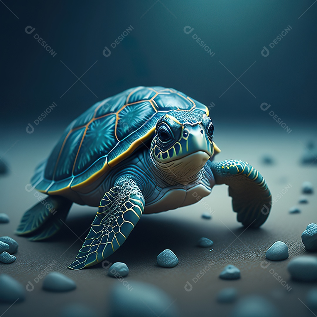 Imagem realista de linda pequena tartaruga marinha