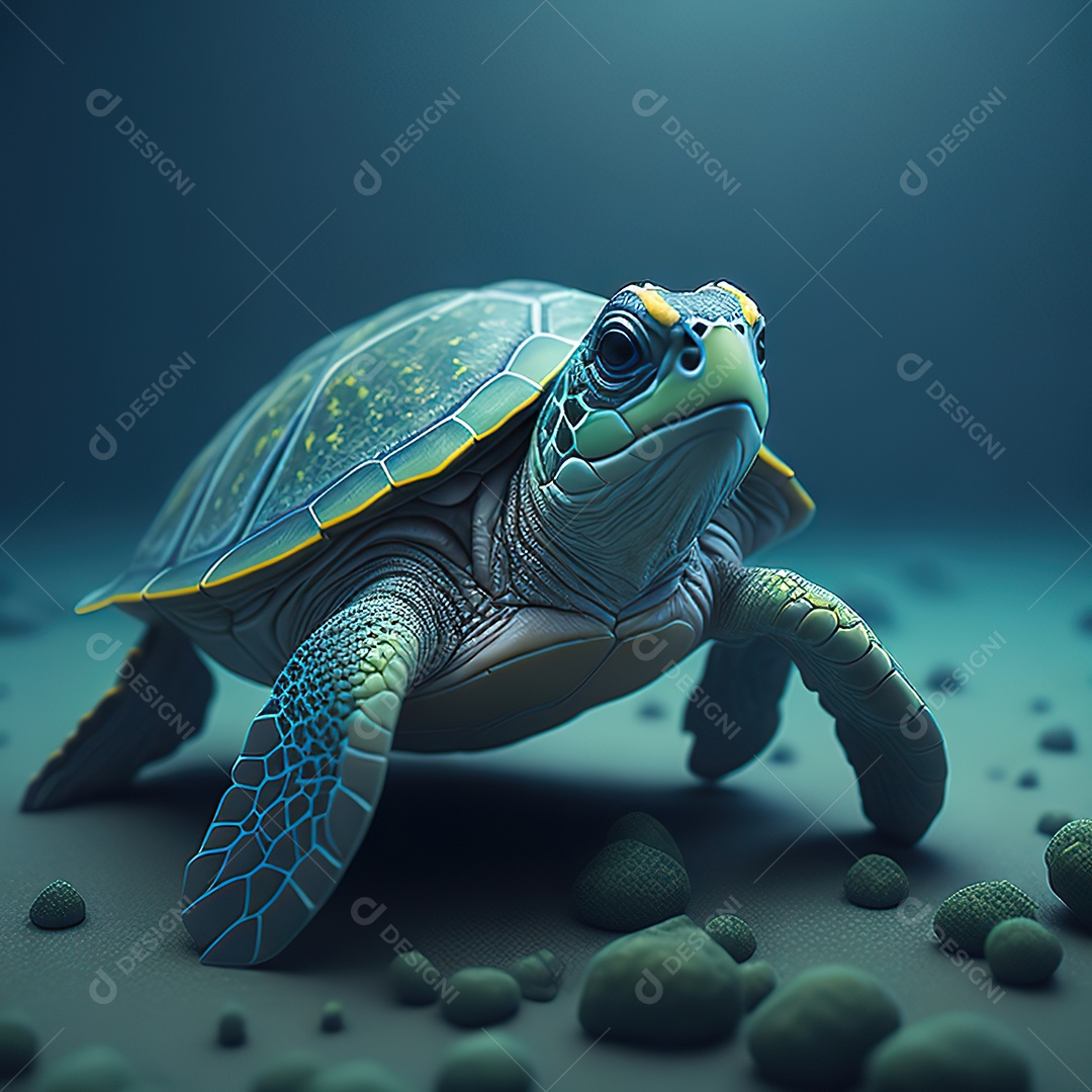 Imagem realista de linda pequena tartaruga marinha