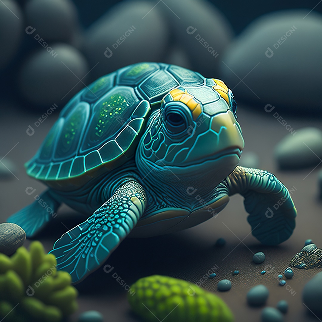 Imagem realista de linda pequena tartaruga marinha