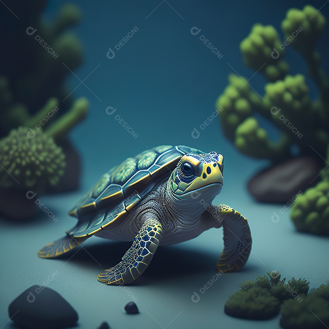 Imagem realista de linda pequena tartaruga marinha