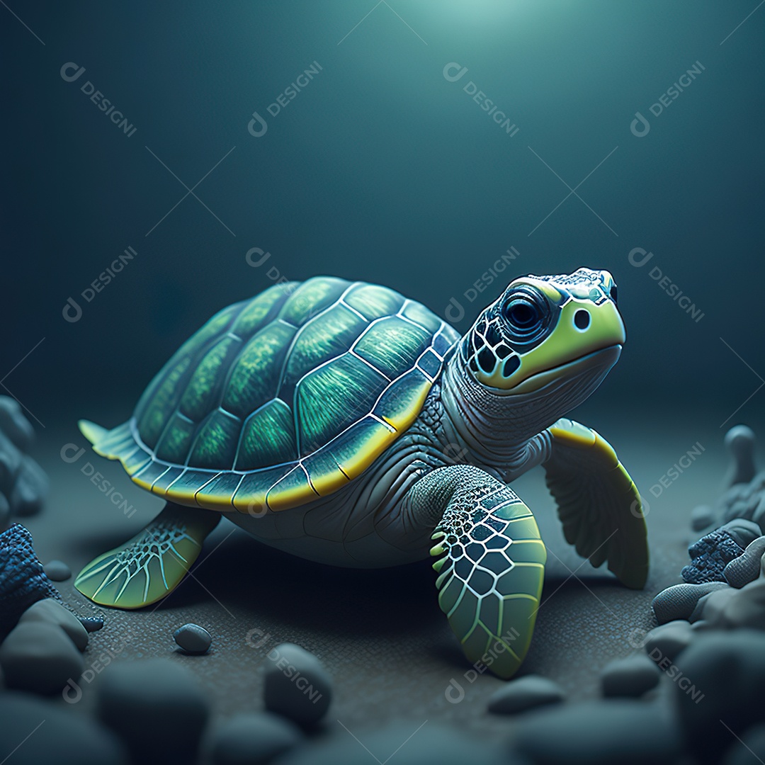 Imagem realista de linda pequena tartaruga marinha