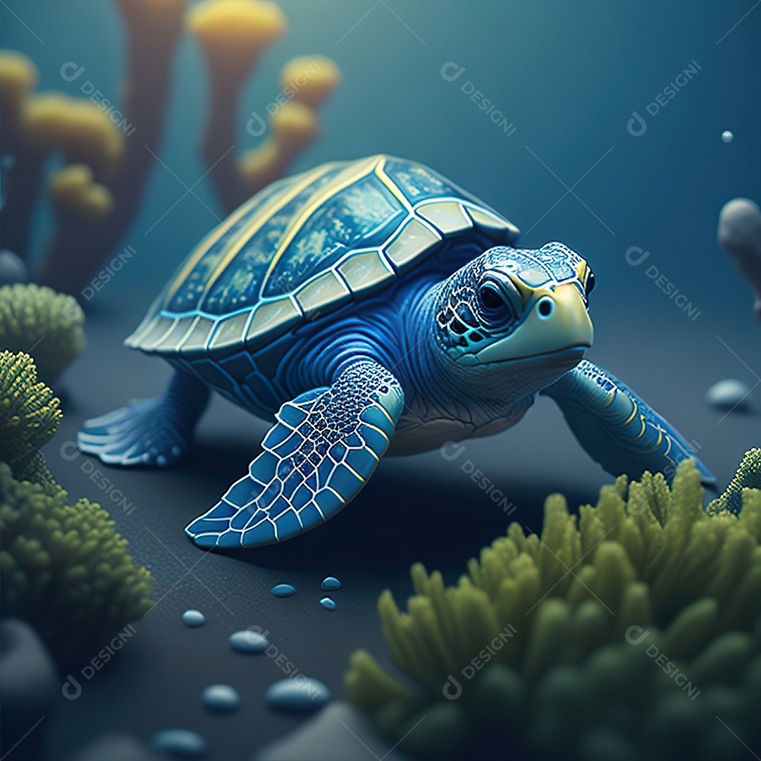 Imagem realista de linda pequena tartaruga marinha