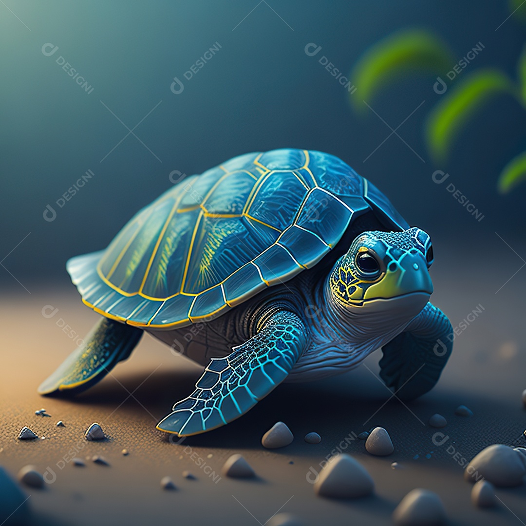 Imagem realista de linda pequena tartaruga marinha