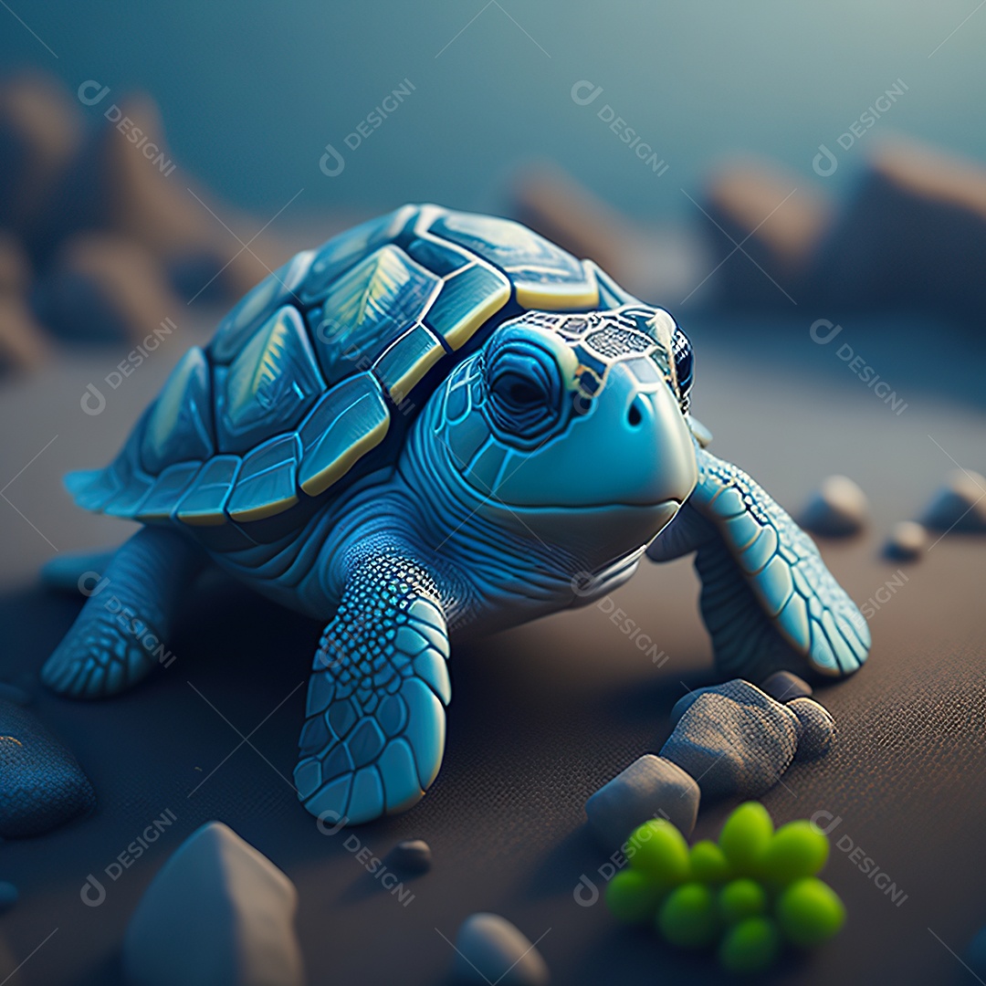 Imagem realista de linda pequena tartaruga marinha