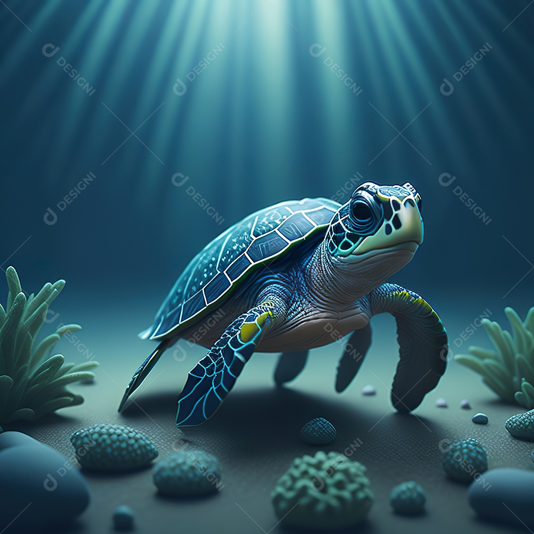 Imagem realista de linda pequena tartaruga marinha