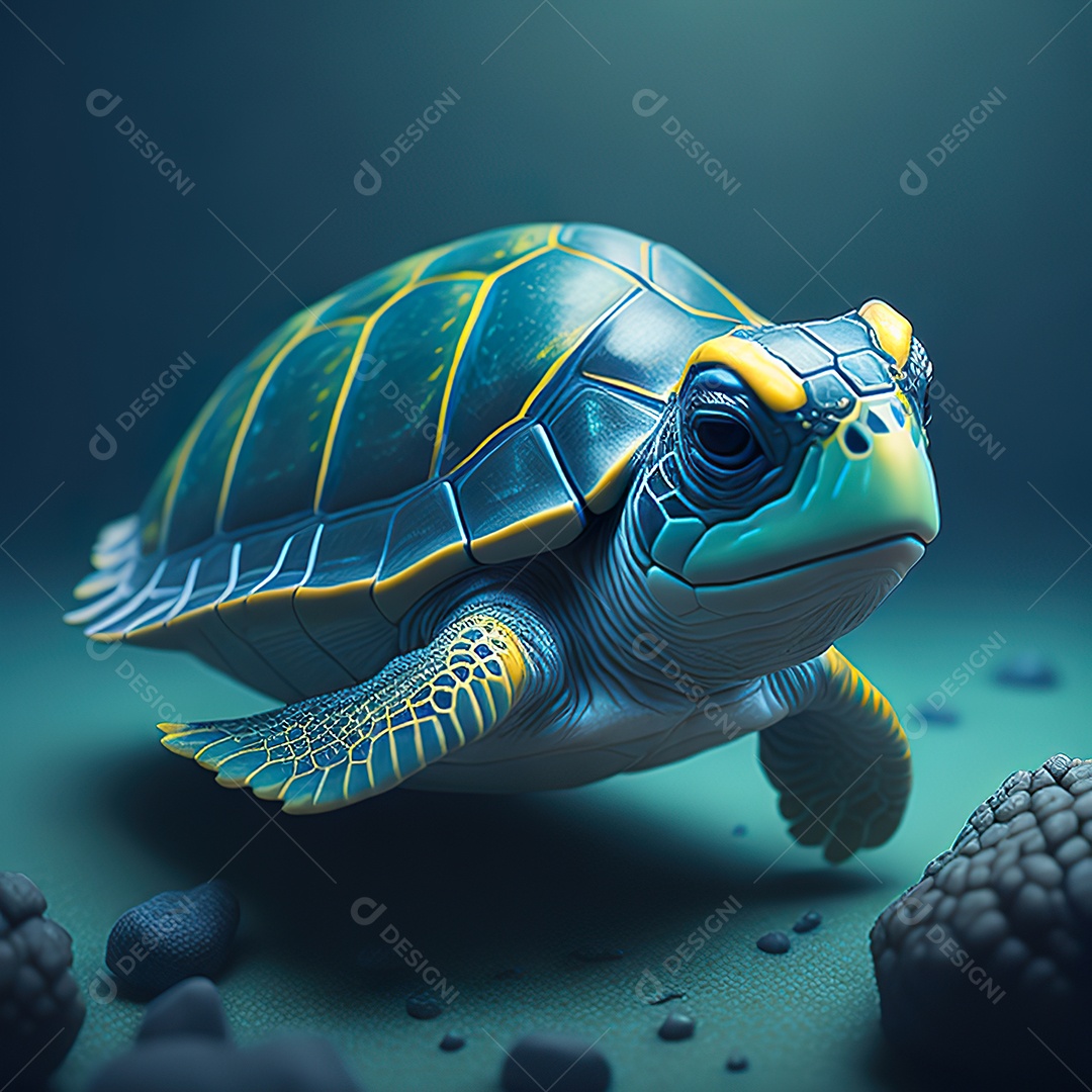 Imagem realista de linda pequena tartaruga marinha