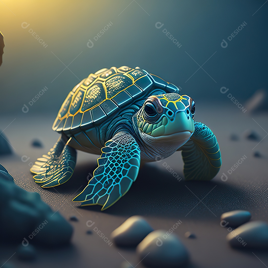Imagem realista de linda pequena tartaruga marinha