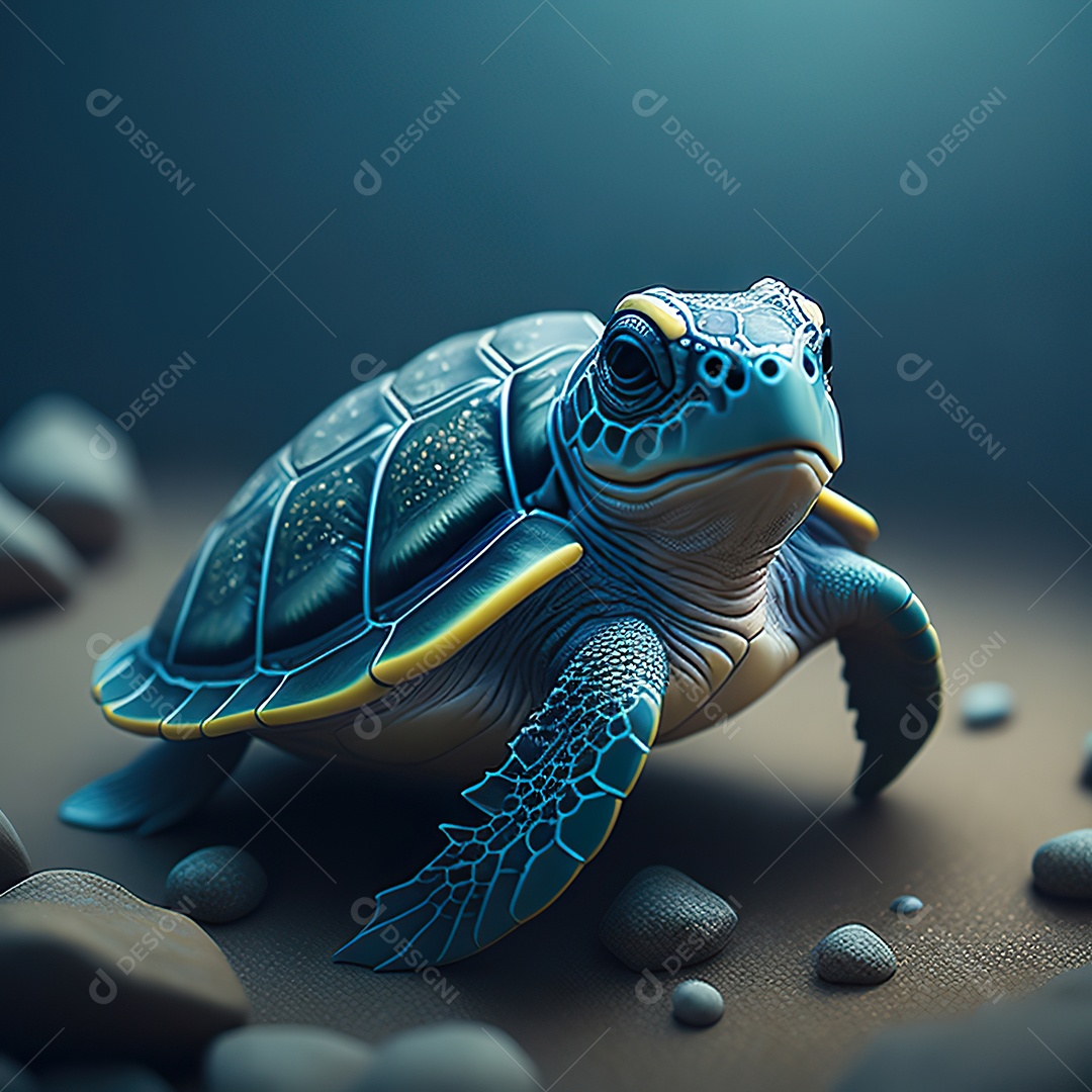 Imagem realista de linda pequena tartaruga marinha