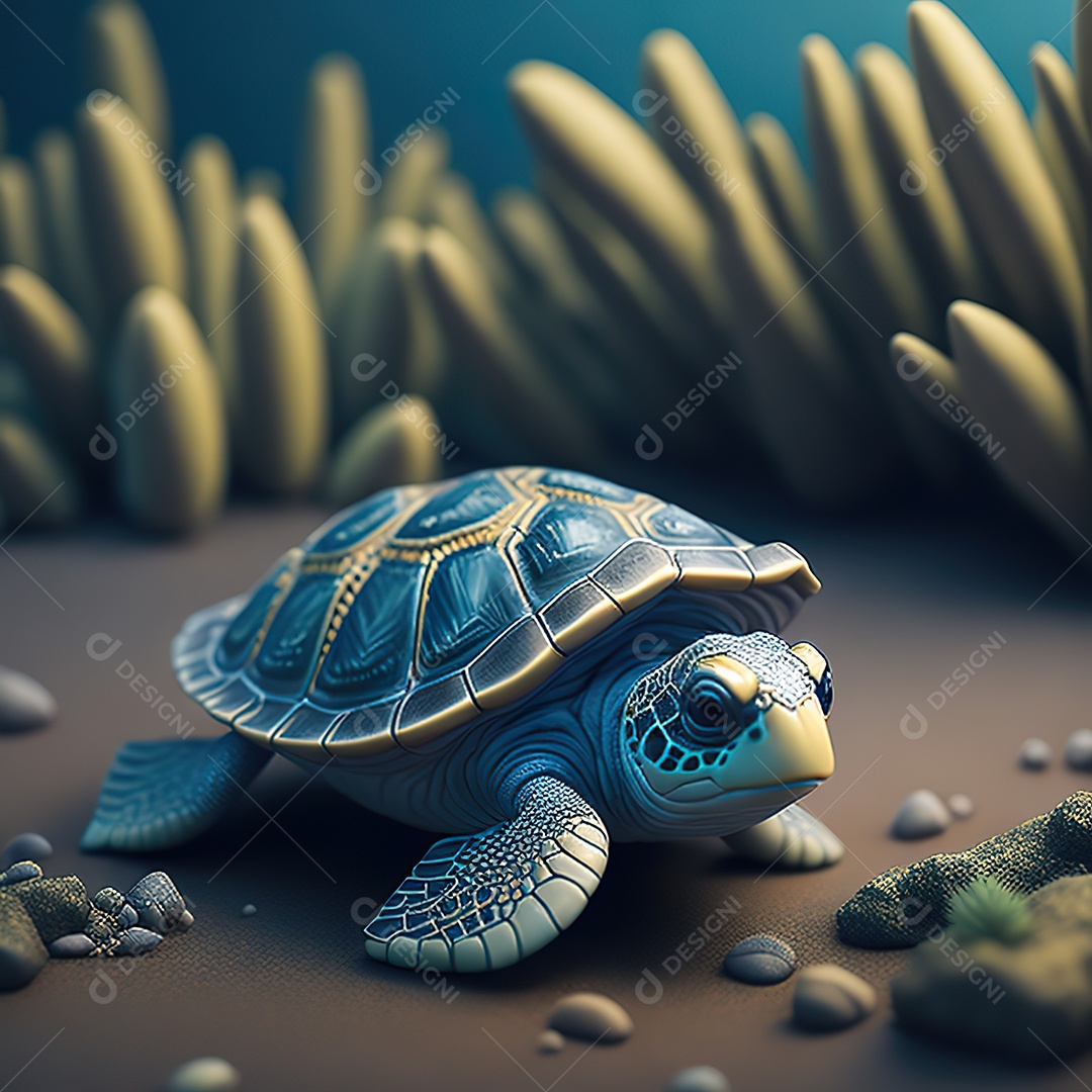 Imagem realista de linda pequena tartaruga marinha