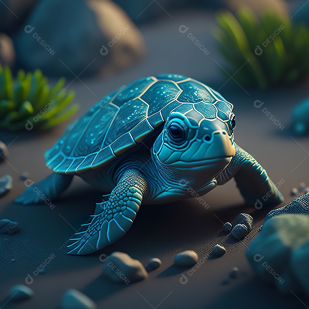 Imagem realista de linda pequena tartaruga marinha