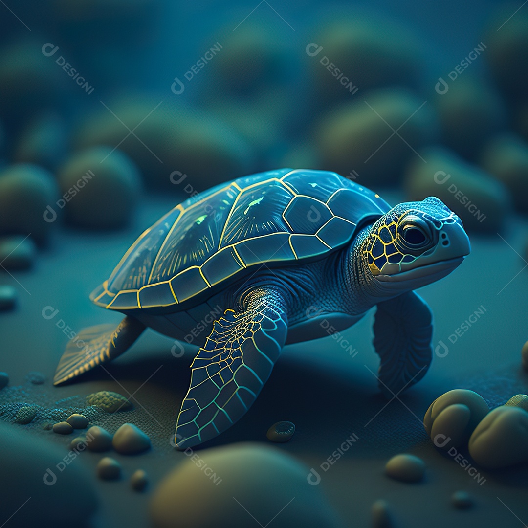 Imagem realista de linda pequena tartaruga marinha