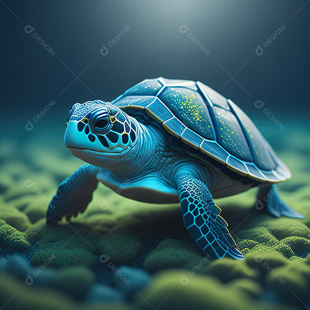 Imagem realista de linda pequena tartaruga marinha
