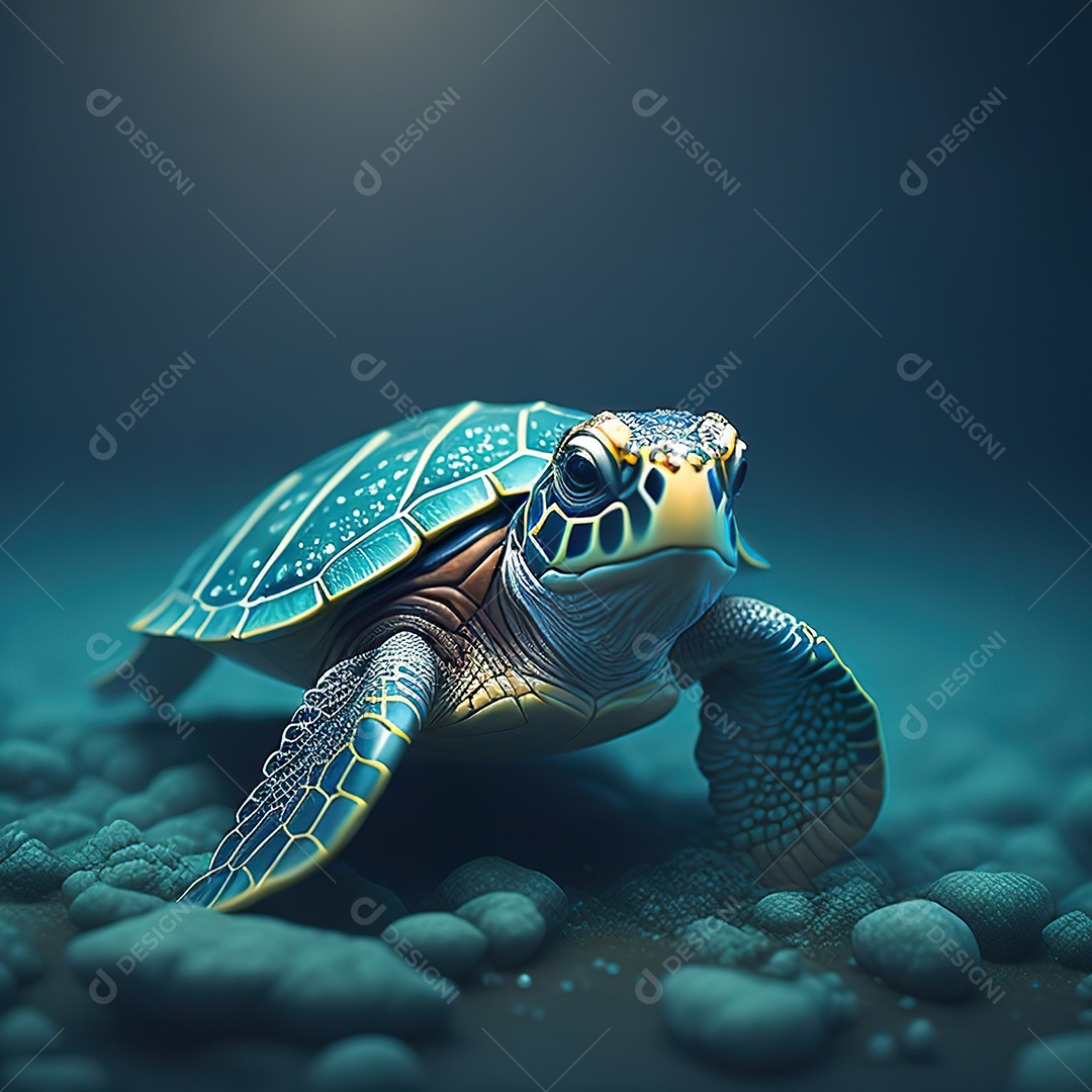 Imagem realista de linda pequena tartaruga marinha
