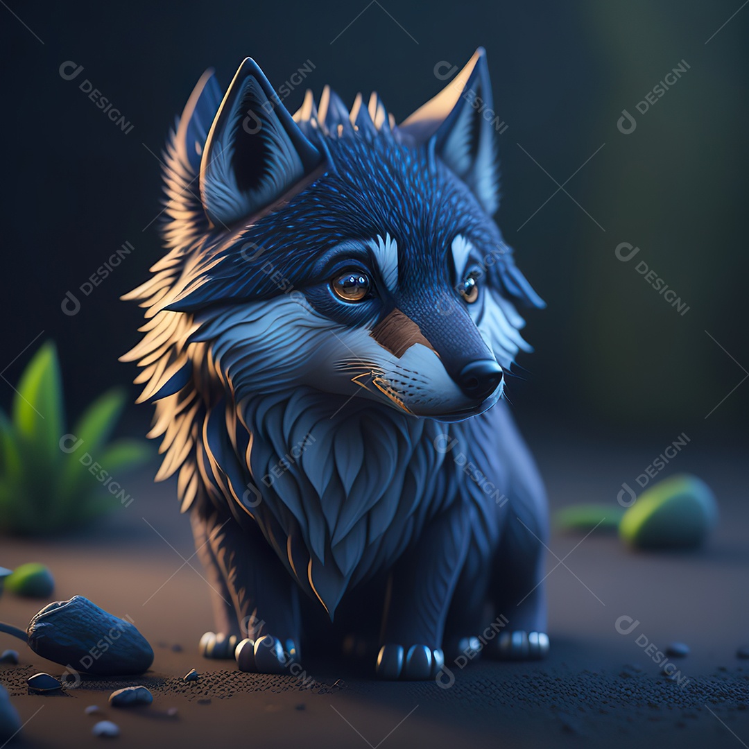 Imagem realista de Lobo pequeno e fofo